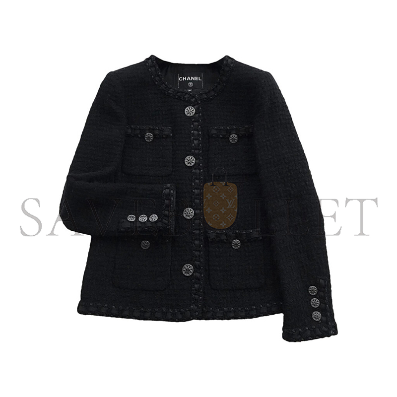 CHANEL BLACK FANTASY TWEED WOOL JACKET 